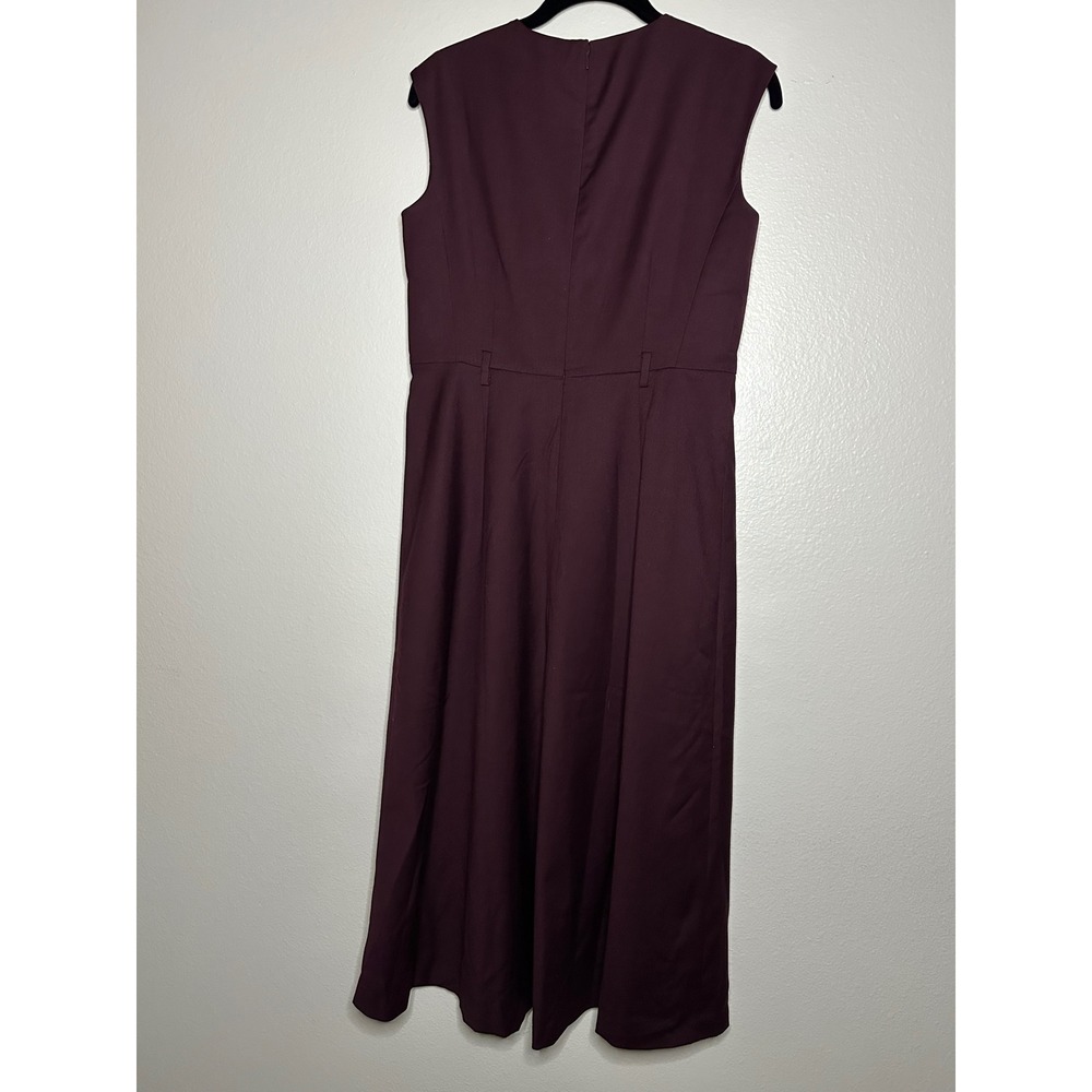 Ann Taylor Petite Pleated Sleeveless Sheath Midi Dress Burgundy Size‎ 4 - Picture 4 of 7